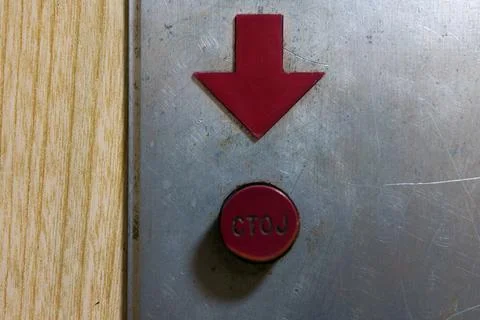 Red down arrow and stop button Stock Photos