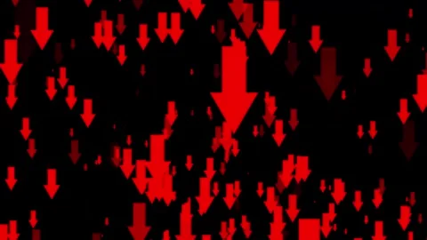 Red down arrow animated financial loss and market crash concept with arrows.. Stock-Footage 347694529