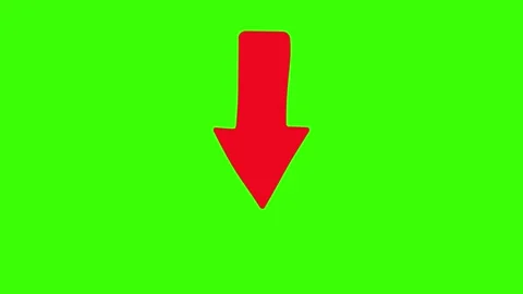 Red down arrow animated hand drawn doodle direction sign wiggling and point.. Stock Footage 347694514