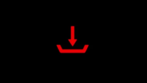 Red Down Arrow Download Icon Dark Background UI Stock Footage 332526291