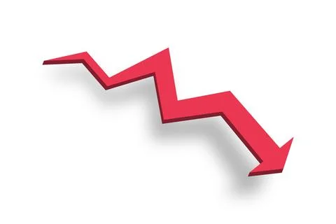 Red Down Arrow Falling Growth Chart Concept Vector Illustration Ilustración de archivo