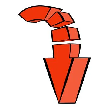 Red down arrow icon, icon cartoon Stock Illustration