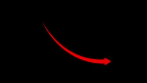 RED Down curve arrow animation, Falling prices concept arrow animation 4k a.. Stock Footage 307420281