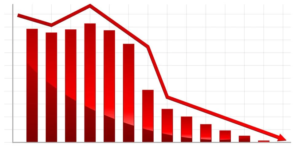 Red down graph Stock Illustration