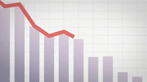 Red Down-trending line with light bars - loop 動画素材 101621170