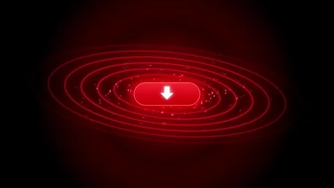 Red download button with pulsing concentric circles and glittering particle.. Stock Footage 346779158