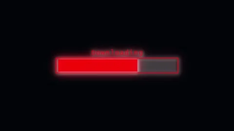 Red Downloading Progress Bar with Neon Glow on Black Background internet Stock Footage 330348110