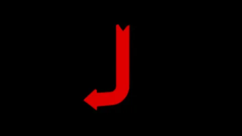 Red Downward Arrow on Black Background Indicating Direction Vídeo Stock 341921522