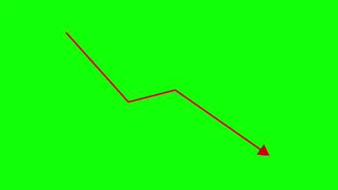 Red Downward Arrow Line Graph Animation on Green Screen for Financial Loss Stock Footage 330854234