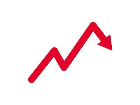 Red Downward Arrow Vector Icon Symbolizing Loss Stock Illustration
