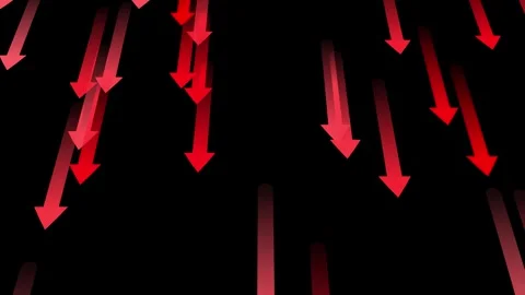 Red Downward Arrows Falling Motion Background for Declining Trend Stock-Footage 345426261