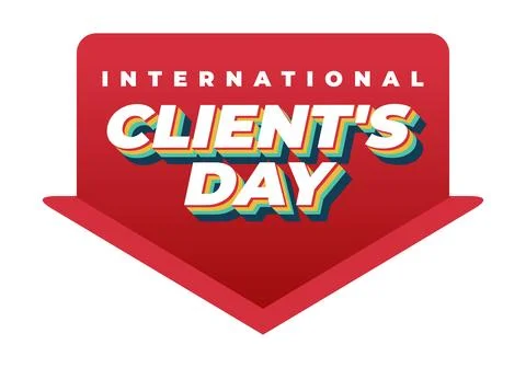 Red downward badge with bold multi layered retro text reading clients day a.. イラスト素材