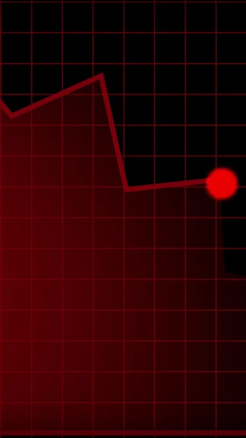 Red Downward Trending Graph Line with Glowing Dot on Black Grid Background .. Stock Footage 337460268