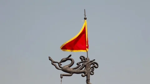 Red Dragon Chinese flag Stock Footage 87595374