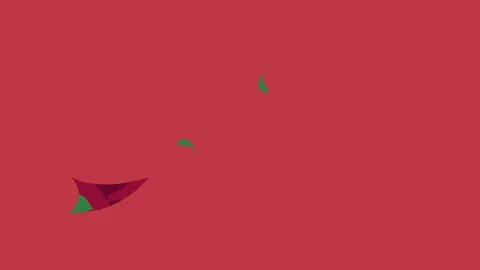 Red dragon on deer it horse dinosaur running across an image of triangles Stock Footage 336893153