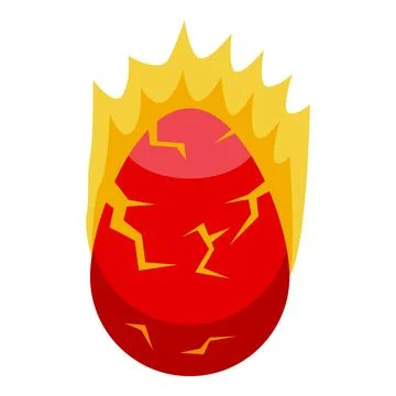 Red dragon egg being consumed by flames, cracking from the heat Stock Illustration