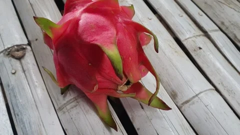 Red dragon fruit on a pavilion Stock Footage 312794254