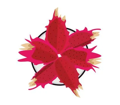 Red Dragon fruit slice isolate on a plate with white background, dragon fruit Stock Illustration