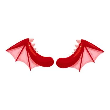 Red dragon or devil wings spreading with claws on white background Stock Illustration