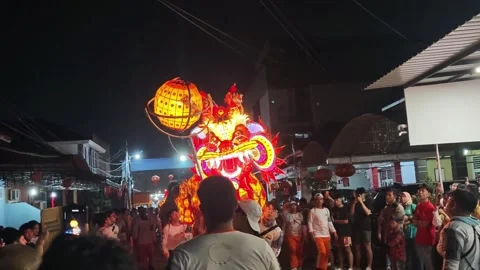 The red dragon performance Stock Footage 325403864