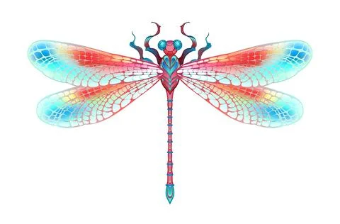 Red dragonfly Stock Illustration