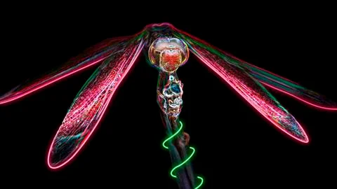 Red dragonfly on its perch, macro photo of this gracious and fragile predator Stock Illustration