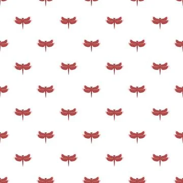 Red dragonfly seamless pattern repeating insect background Illustrazione stock