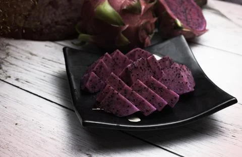 Red Dragonfruit put on background Foto stock