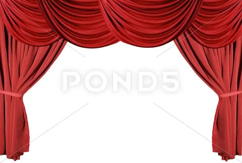 Red Draped Theater Curtains Series 3 Stock Photos