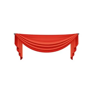 Red drapery curtains for interior, performance event on stage of theater Stock Illustration