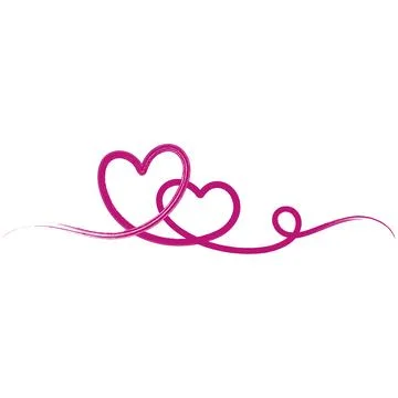 Red drawn line with two hearts design 库存插图