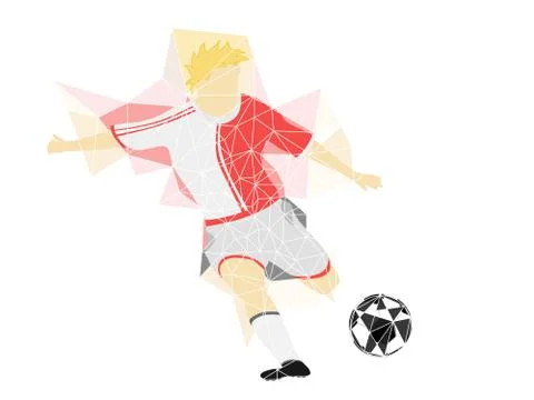 Red dress soccer player shooting in triangle design vector illustration Stock Illustration