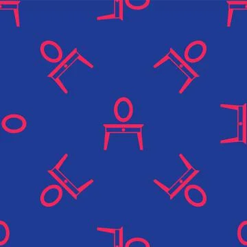 Red Dressing table icon isolated seamless pattern on blue background. Vector Illustrazione stock