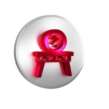 Red Dressing table icon isolated on transparent background. Silver circle b.. イラスト素材
