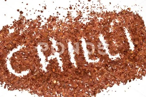 Red Dried Chilli Spice Flakes on White Background Stock Photos