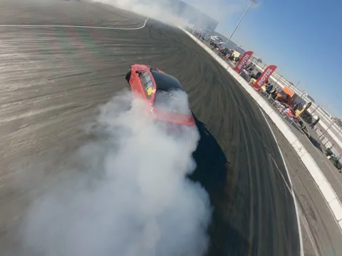 Red drift car Stock Footage