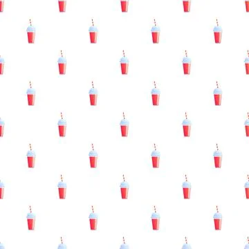 Red drink cups with straw seamless pattern Stock Illustration
