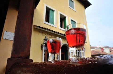Red drink in the glasses Stock Photos