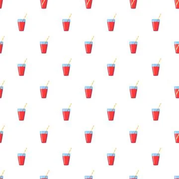 Red drink glasses with straws pattern backdrop Stock Illustration