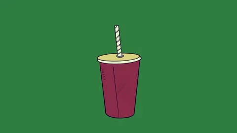 A red drink with straw in it and isolated isolated on green screen background Stock Footage 336893176