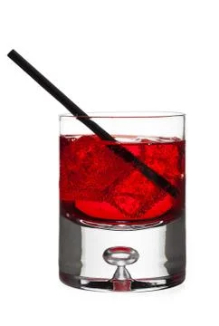 Red drink with straw Stock Photos