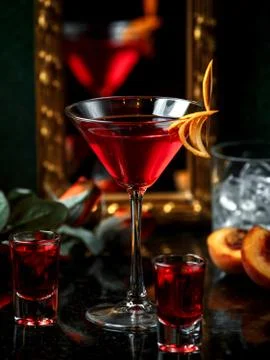 Red drink on the table Stock Photos