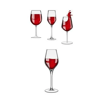 Red drink in various stemmed glasses concept Stock Illustration