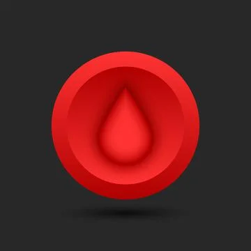 Red drop of blood for donor organization on a circle shape background, 3d rou Stock Illustration