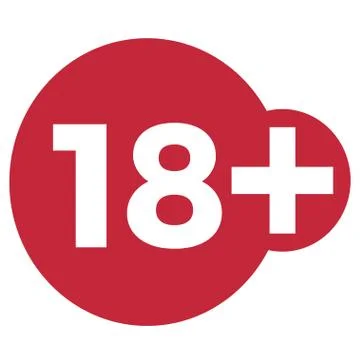 Red drop icon circle with age limit Stock Illustration