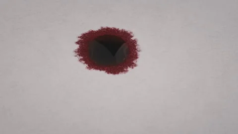 Red Drop of Ink Falls on a White Paper and Absorbed, Macro Shot Video stock 201149486