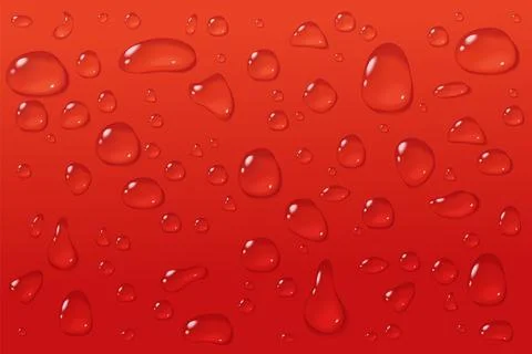Red drops abstract background. Condensate on glass in close up. Stock Illustration