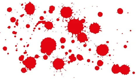 Red drops of paint appear and disappear on a white background Stock Footage 121611655