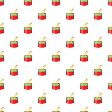 Red drum and drumsticks pattern, cartoon style イラスト素材