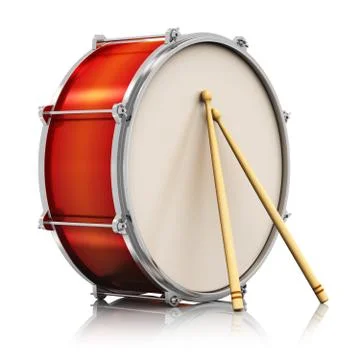 Red drum with drumsticks Stockillustratie